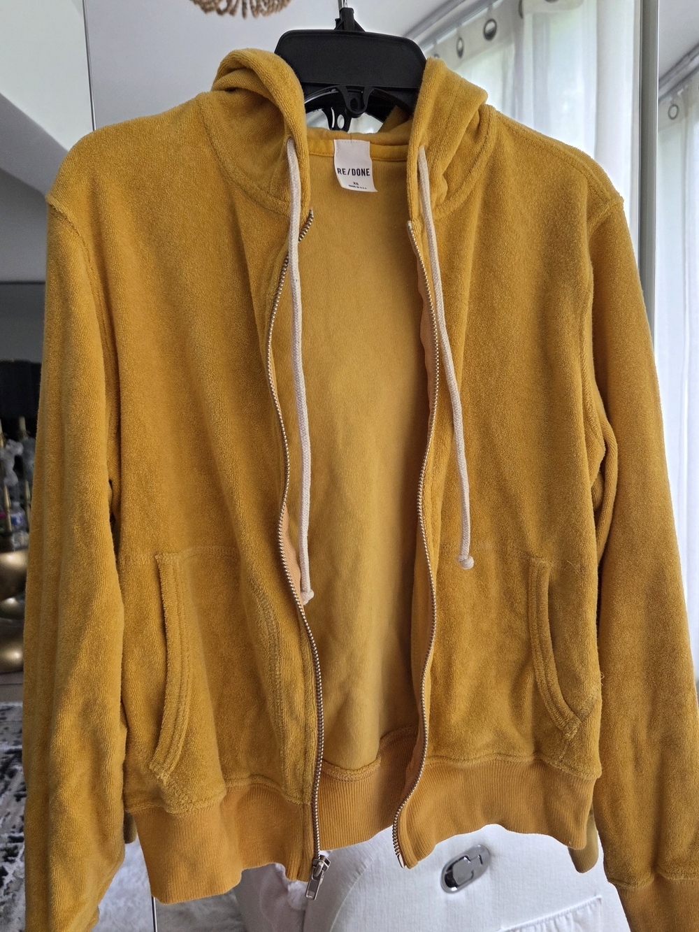 RE/DONE Mustard Zip-Up Hooded Jacket